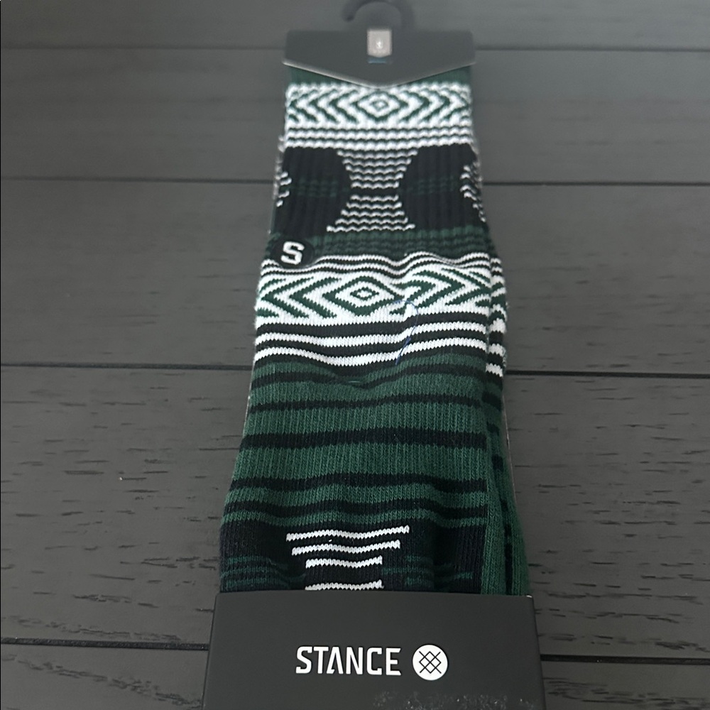 NWT Stance Michigan State Spartans Mazed CrewSocks Small Stance Black and Green